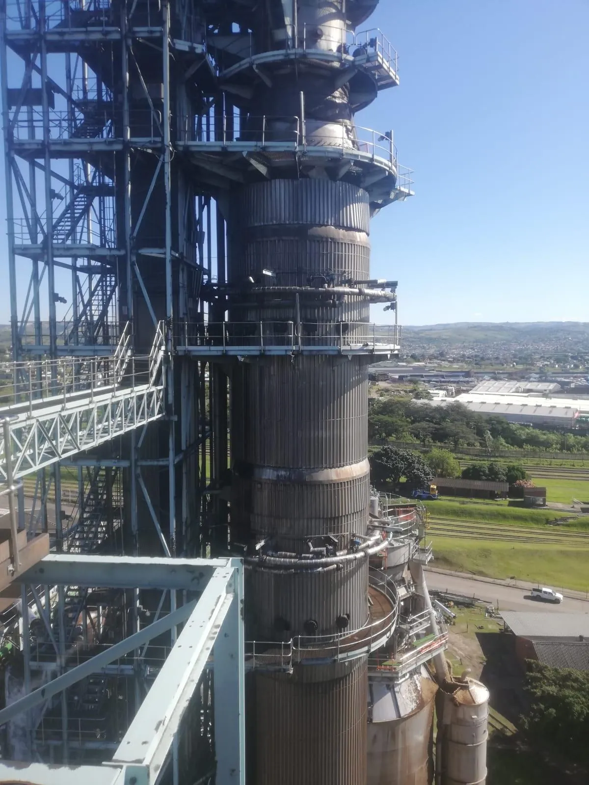 Boiler tower with access platforms