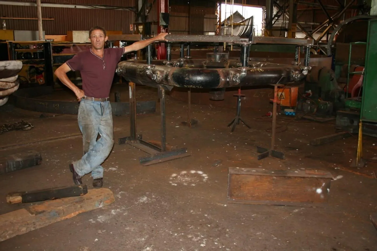 Fabricated ring header in the SAF workshop