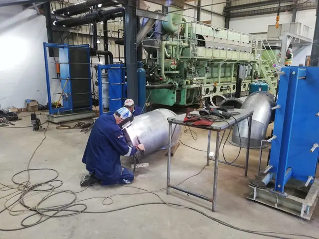 Welding a stainless duct bend in the engine hall