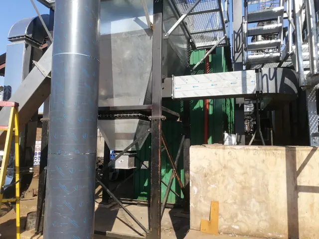 Hopper, ducting and stack installed on site