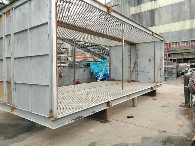 Steel duct module with grating floor, fabricated for the boiler revamp