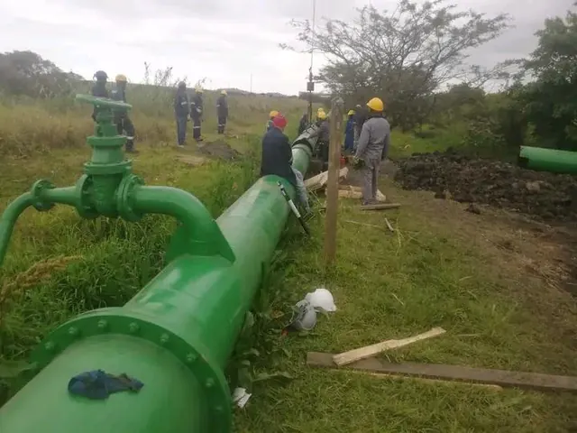 Pipeline section with valve, ready for installation