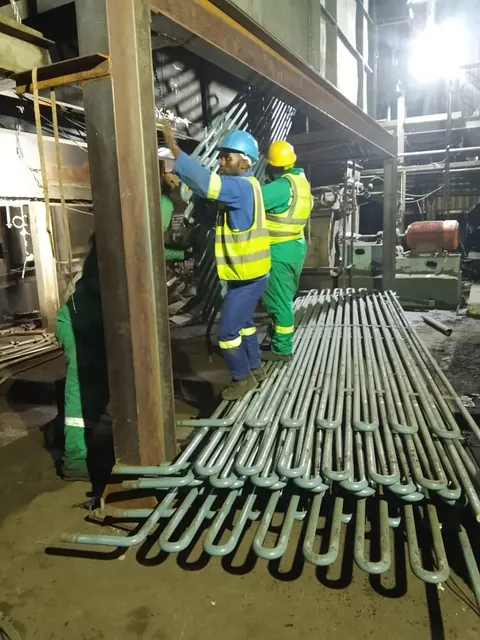 Boiler tubes being fitted